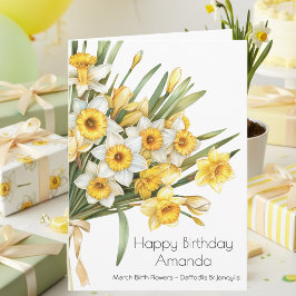 March Birth Flower Birthday Card | Daffodils Kaart