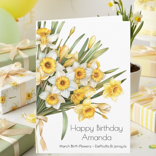 March Birth Flower Birthday Card | Daffodils Kaart