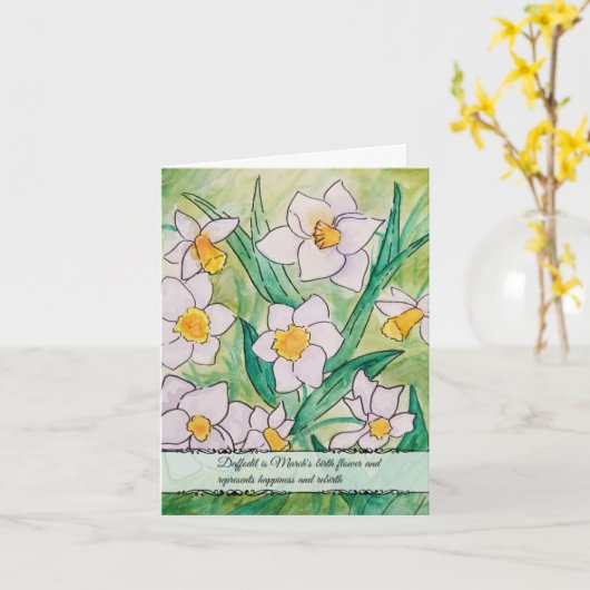 March Birth Flower Card Kaart (Gele Bloem)