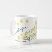 March Birth Flower Custom Name Daffodil Jonquil Koffiemok (Voorkant links)