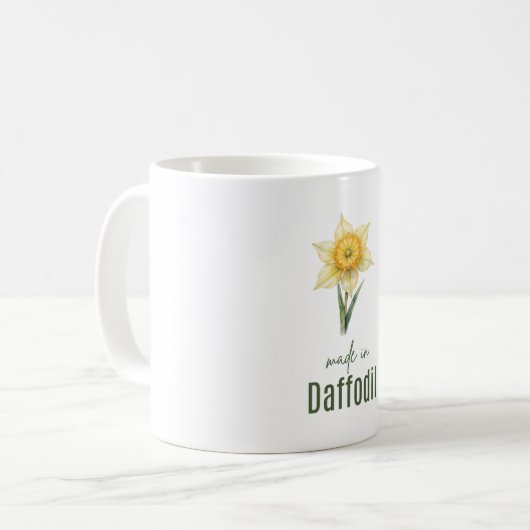 March Birth Flower Mug | Daffodil Watercolor Koffiemok (Voorkant links)