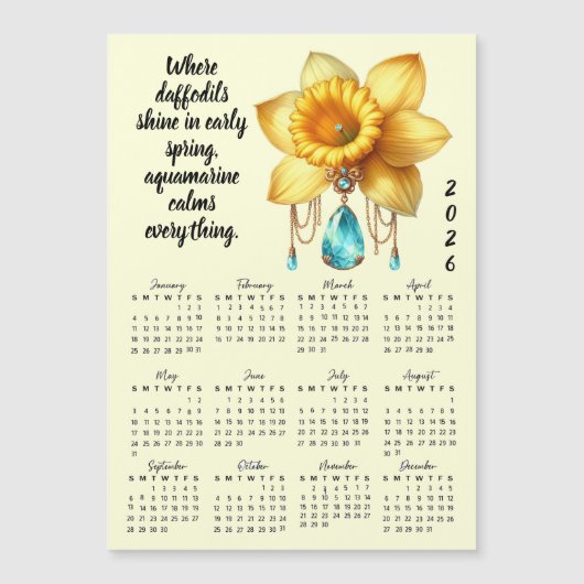 March Birth Flower & Stone Calendar (Voorkant)