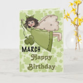 March Birthday Angel Kaart (Gele Bloem)