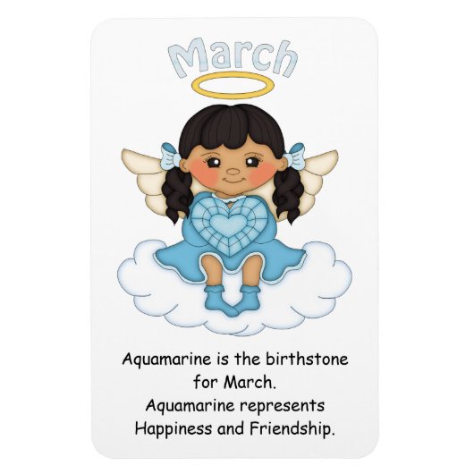 March Birthstone Angel Black Premium magneet (Verticaal)