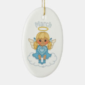 March Birthstone Angel Blonde Keramisch Ornament (Rechts)