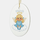 March Birthstone Angel Blonde Keramisch Ornament (Links)