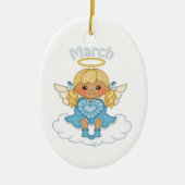 March Birthstone Angel Blonde Keramisch Ornament (Voorkant)