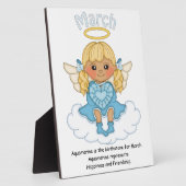 March Birthstone Angel Blonde Plaque Fotoplaat (Zijkant)