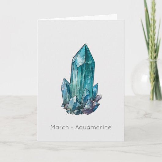 March Birthstone Aquamarine Happy Birthday Kaart (Voorkant)
