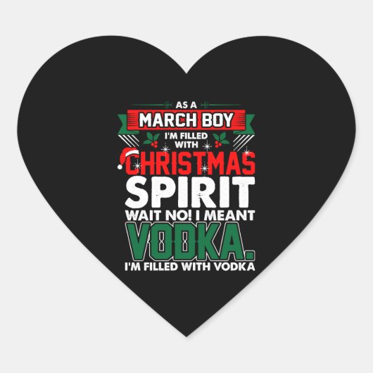 March Boy Christmas Spirit Hart Sticker (Voorkant)