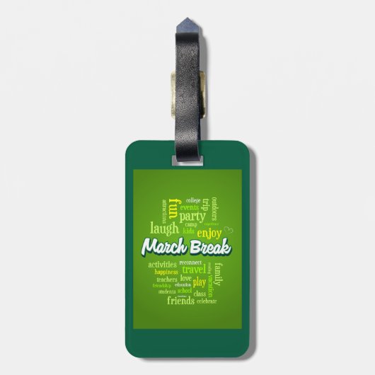 March Break Word Cloud Typography School Vacation Bagagelabel (Achterkant verticaal)