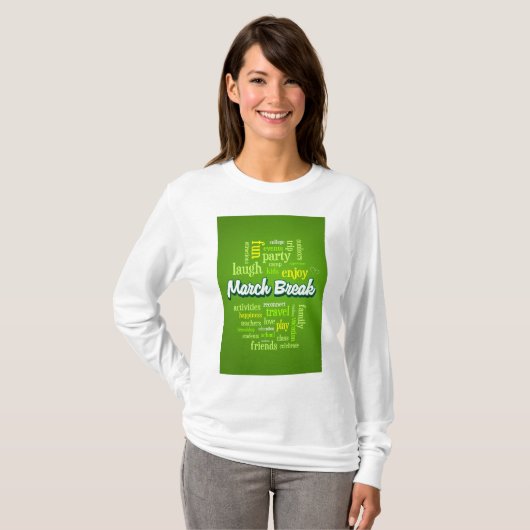 March Break Word Cloud Typography School Vacation T-shirt (Voorkant volledig)