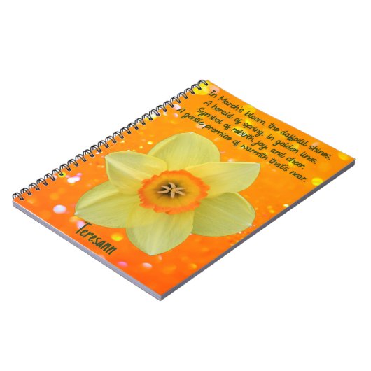 March Daffodil Birth Flower Spiral Notebook Notitieboek (Linkerzijde)
