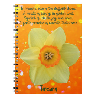 March Daffodil Birth Flower Spiral Notebook Notitieboek
