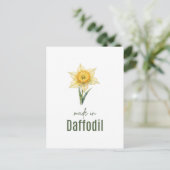 March Daffodil Birth Flower Wall Art Watercolor Briefkaart (Staand voorkant)