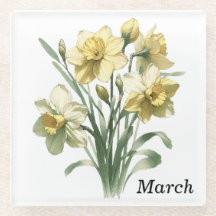 March Daffodil Glass Onderzetter & Trivet