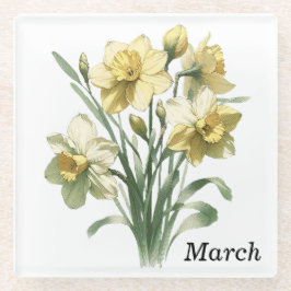 March Daffodil Glass Onderzetter & Trivet Glazen Onderzetter