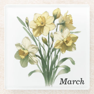 March Daffodil Glass Onderzetter & Trivet Glazen Onderzetter