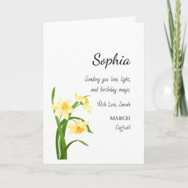 March Daffodil Personalized Birthday Kaart
