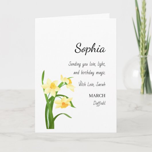 March Daffodil Personalized Birthday Kaart (Voorkant)