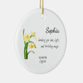 March Daffodil Personalized Birthday Keramisch Ornament (Rechts)