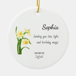 March Daffodil Personalized Birthday Keramisch Ornament