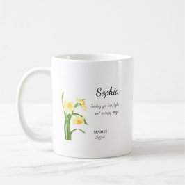 March Daffodil Personalized Birthday Koffiemok