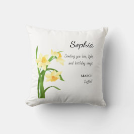 March Daffodil Personalized Birthday Kussen