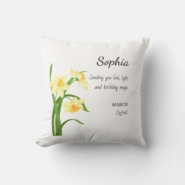 March Daffodil Personalized Birthday Kussen (Voorkant)