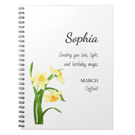 March Daffodil Personalized Birthday Notitieboek