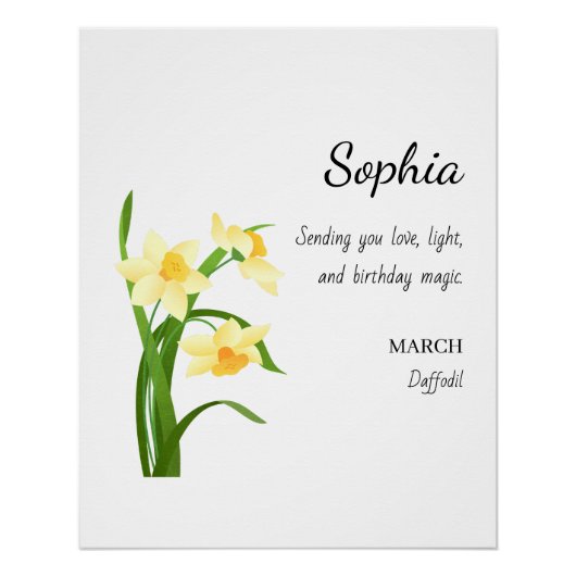 March Daffodil Personalized Birthday Perfect Poster (Voorkant)