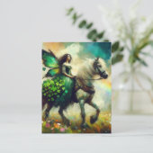 March Fairy rijdend op haar paard Briefkaart (Staand voorkant)