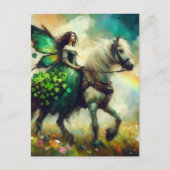 March Fairy rijdend op haar paard Briefkaart (Voorkant)