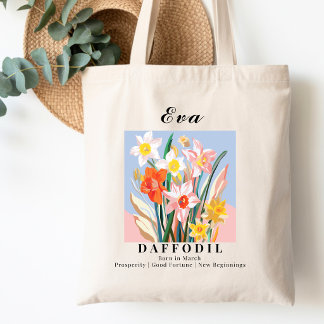 March geboortemaand bloem Narcissen Katoenen Winke Tote Bag