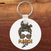 March Girl Messy Hair Sunbril Leopard Lady Sleutelhanger (Voorkant)