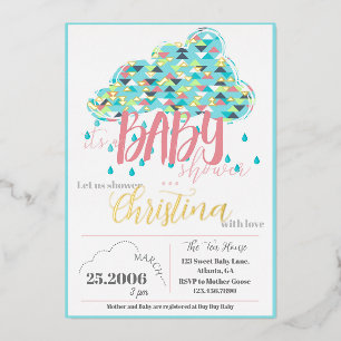 March Goud Folie Moderne Baby Shower Uitnodiging