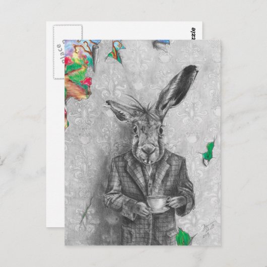 March Hare Briefkaart (Voorkant / Achterkant)