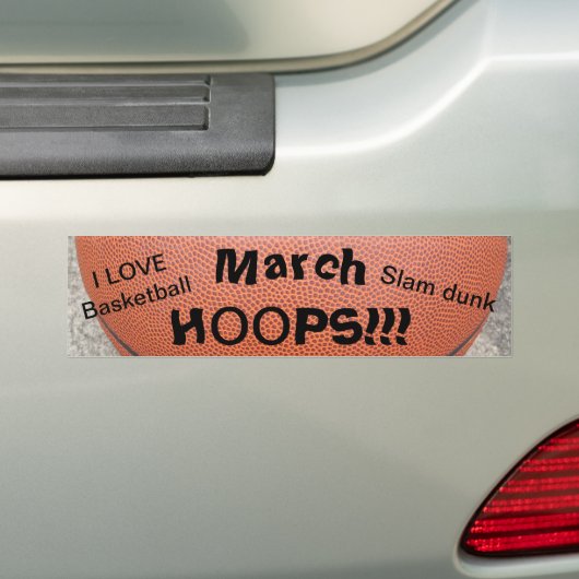 March HOOPS Love Basketball Bumpersticker (Op auto)