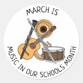 March is Muziek in onze schoolmaand Ronde Sticker