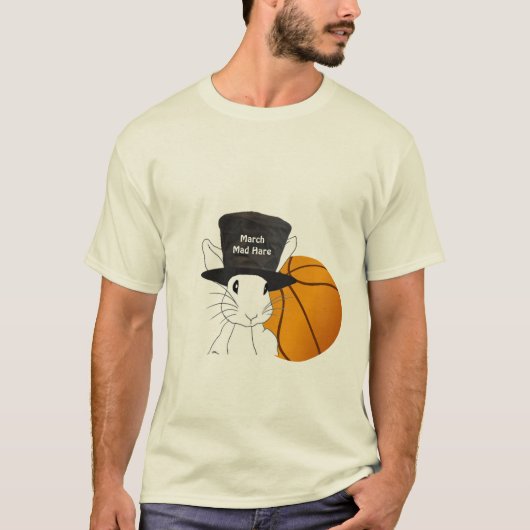 March Mad Hare Basketbal T-shirt met eigen tekst (Voorkant)