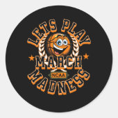 March Madness laat basketbal NCAA spelen Ronde Sticker (Voorkant)