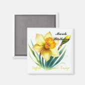 March narcis en geboortesteen magneet (Voorkant / Achterkant)