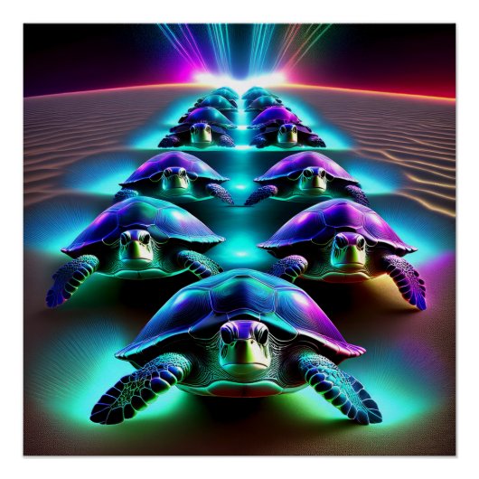 March Of The Neon Turtles Perfect Poster (Voorkant)