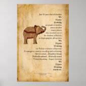 "March on" Poster van het gedicht elephant Parchme (Voorkant)