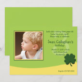 March Shamrock Photo Birthday Invitation Kaart (Voorkant / Achterkant)