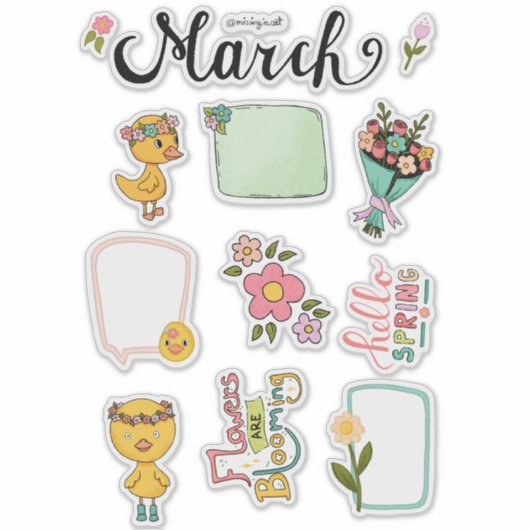 March Sticker Sheet – Spring Awakening (Voorkant)