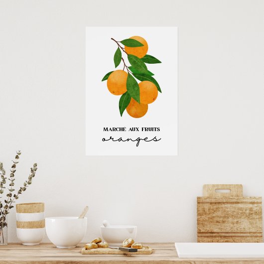 Marche aux fruits sinaasappels poster (Keuken)