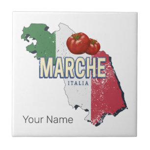 Marche Italië Retro Regio Kaart Souvenir Tegeltje