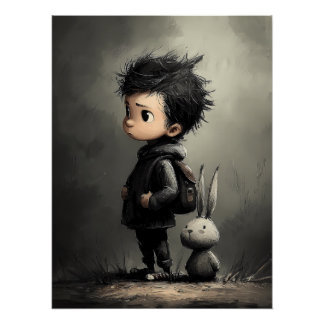 Märchenhafte Kinder Illustration mit Hase Perfect Poster