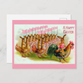 marcheren paashaas en kippen briefkaart (Voorkant / Achterkant)